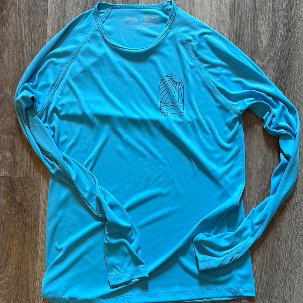 Blue Long Sleeve Swim Top Reel Life nwot